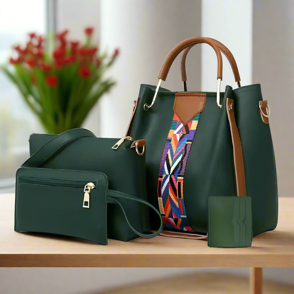 4 piece Green Hand bag