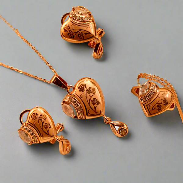 Elegant Heart Shaped Combo Necklace Set