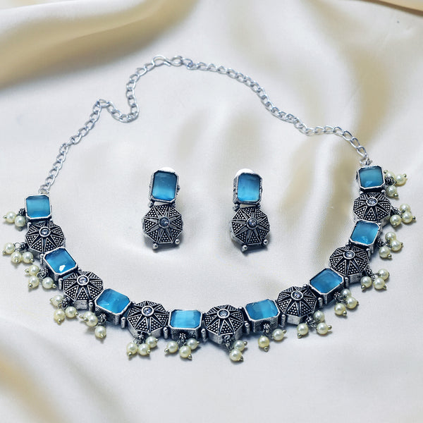 Bold & Beautiful: Sky Blue Stone Oxidized Necklace Collection