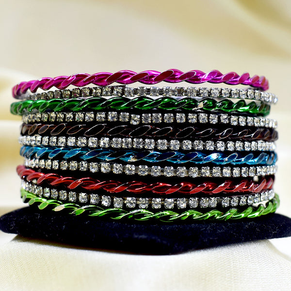 Rhinestone Radiance: Multicolor Indian Bangles