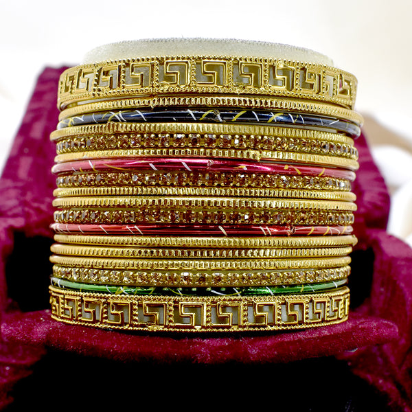 Golden Multicolor Indian Bangles-Adornments of Tradition