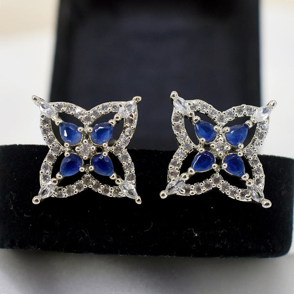 Sapphire Radiance: AD Blue Earrings