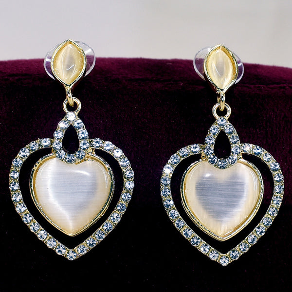 Charming Heart-Shaped Drop Earrings Surrounded by Dazzling White Stones