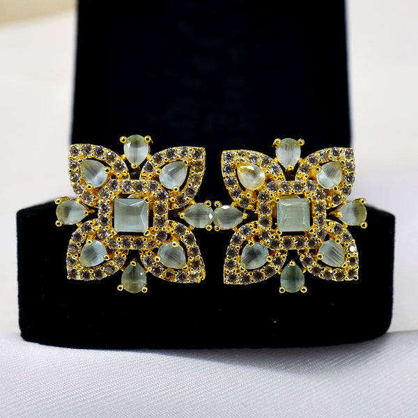 Mint Green Marvel: AD Earrings with Stone Detailing