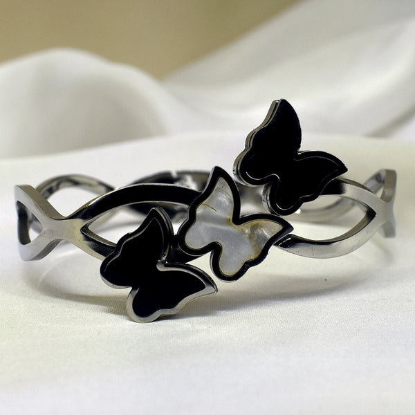 Black & White Stainless Steel Butterfly Bracelet