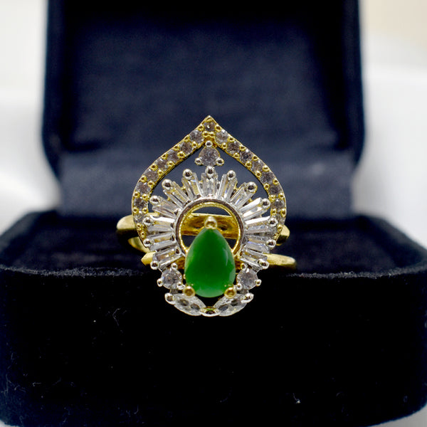 Regal Radiance: Classy Shiny Royal Green AD Ring