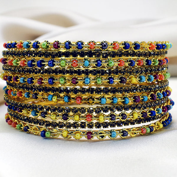 Golden Multicolor Beads Indian Bangles