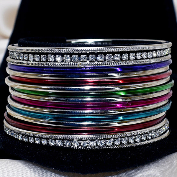 Vibrant Allure: Multicolor Indian Silver Bangles