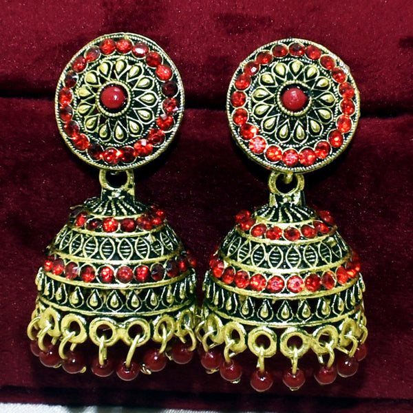 Ruby Radiance: Indian Red Jhumka Earrings