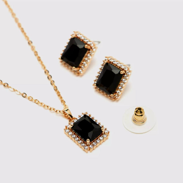 Istanbul Charm: Turkish Black Stone Necklace Set