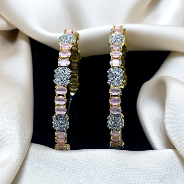 1-Carat Bangles with Pink and White Gem Accents