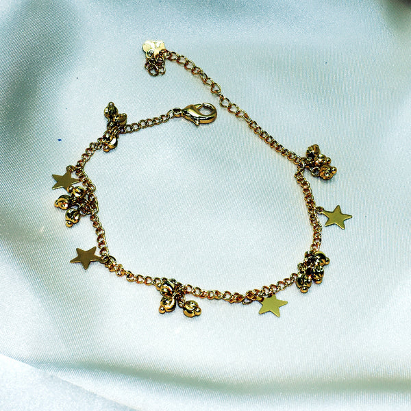 Golden Starlight: Gold-Plated Ankle Bracelet