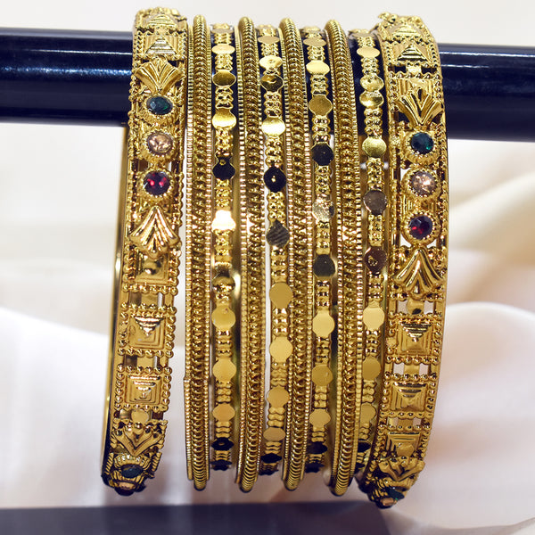 "Timeless Beauty: Set of 9 Antique Indian Bangles"