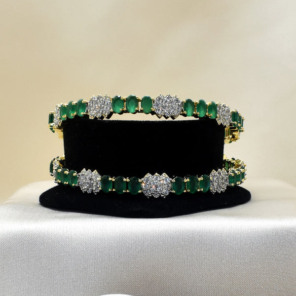 1-Carat Bangles with Emerald and White Gem Accents