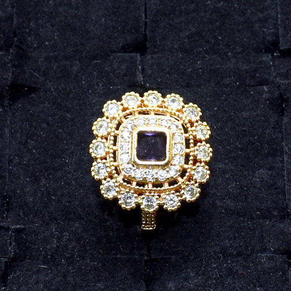 Regal Radiance: Gold-Plated Ring with White and Purple Stones