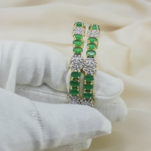 1-Carat Bangles with Green and White Gem Accents