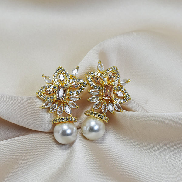 Golden Pearl Drop Earrings