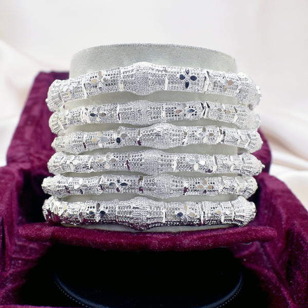 Silver Symphony: Set of 6 Silver Bangles