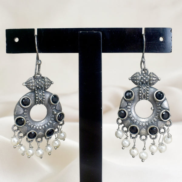 Antique Black Stone Dangle Earrings