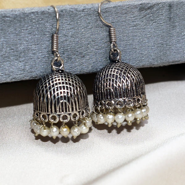 Vintage Elegance: Indian Oxidized Silver Jhumka Earrings