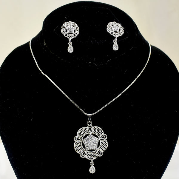 Silver Blossom Necklace Ensemble