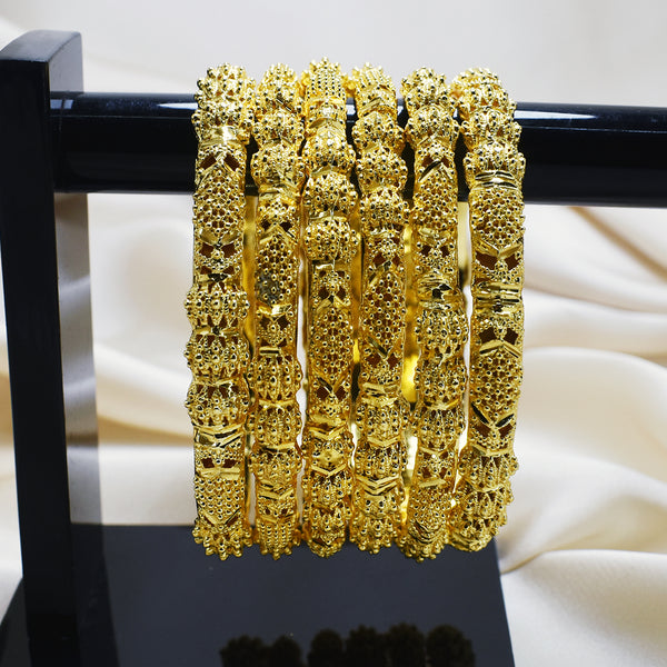 Captivate with Style: 6-Piece Gold-Plated Bangles Set for a Touch of Glamour