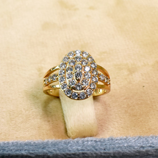 Elegant Radiance: Golden Oval CZ Ring