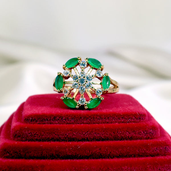 Emerald Gleam: CZ Green Ring