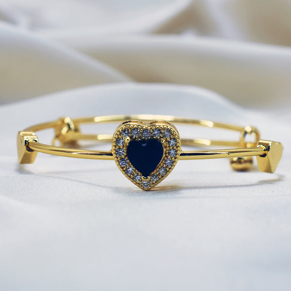 Golden Heart Bracelet with Black Stone