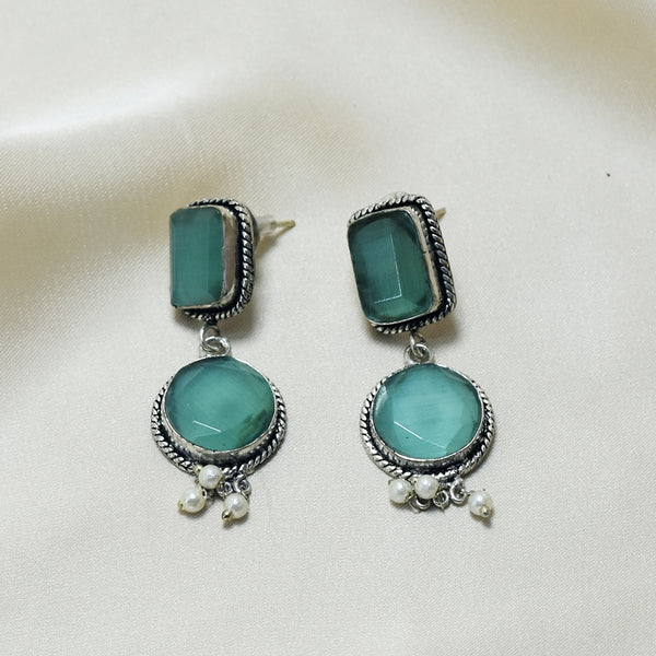 Oxidized Turquoise Stone Earrings