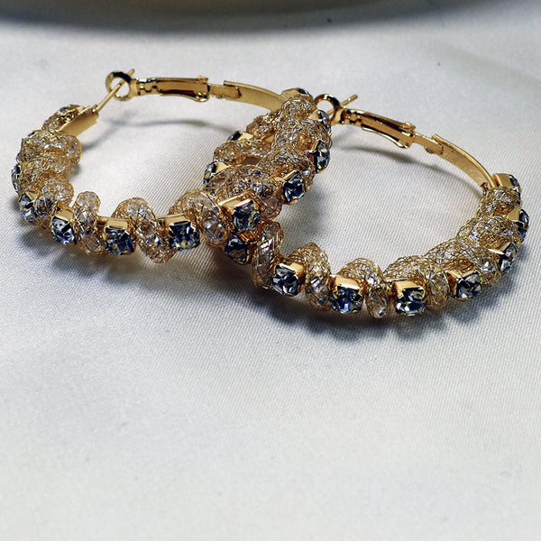 Twist Hoop Crystal Golden Earrings