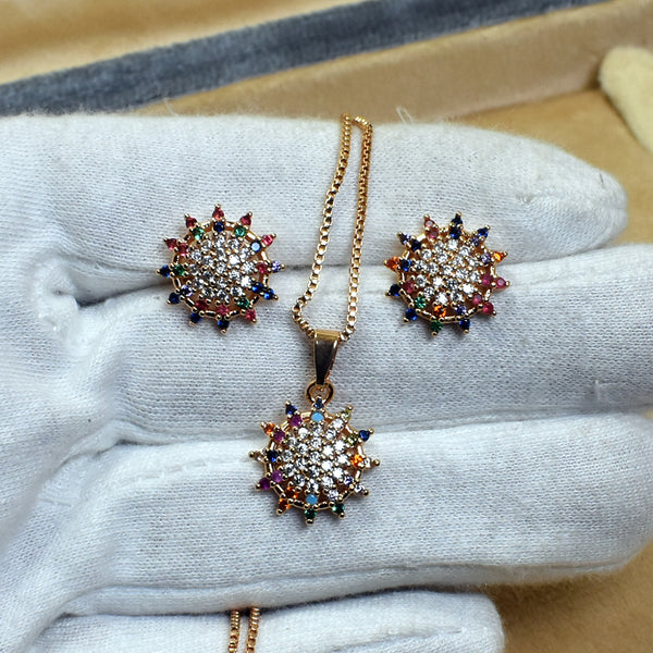 Vibrant Blooms Ensemble: Multicolored Flower Necklace Set