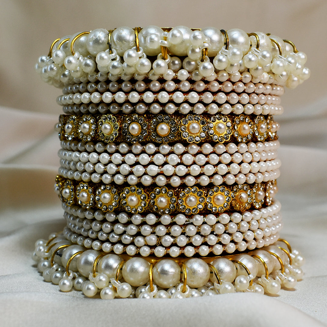 Sophisticated Shine White Pearl Bangles Rasam.pk