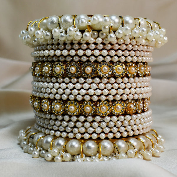 Sophisticated Shine: White Pearl Bangles