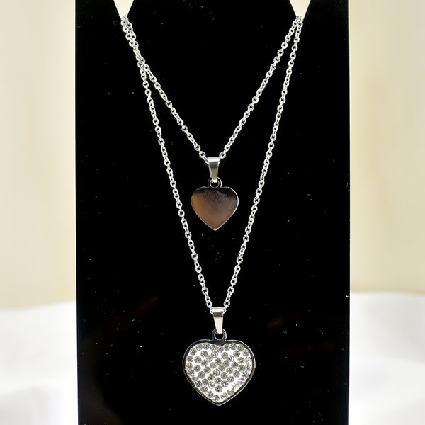 Heartfelt Charm: Heart-Shaped Double Chain Pendant Necklace