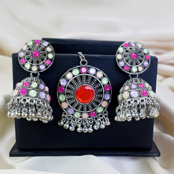 Multi-Bead Tikka and Earrings Set