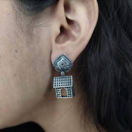 Oxidized Hut Drop Jhumka Earrings