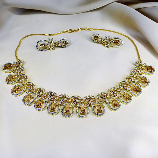 Chic 1-Carat Champagne Color Necklace Set: Delicate Sparkle for a Touch of Glamour