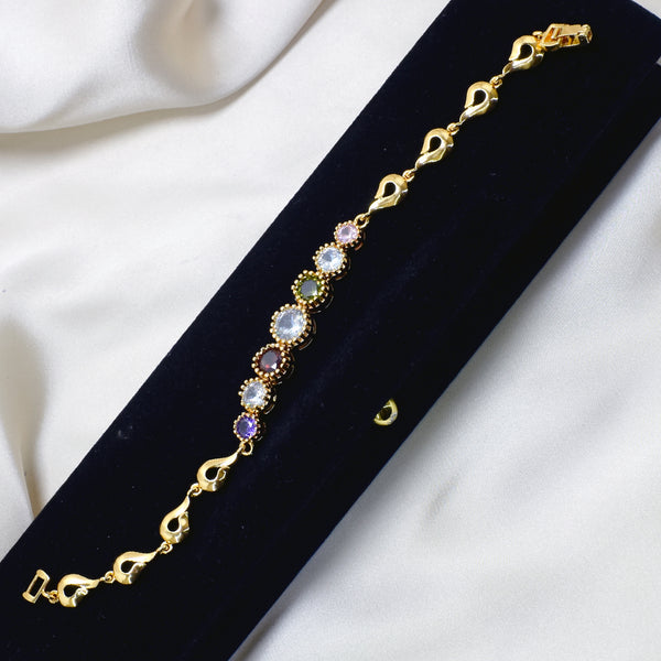 Dazzling Radiance: Multicolor Gemstone Golden Bracelet