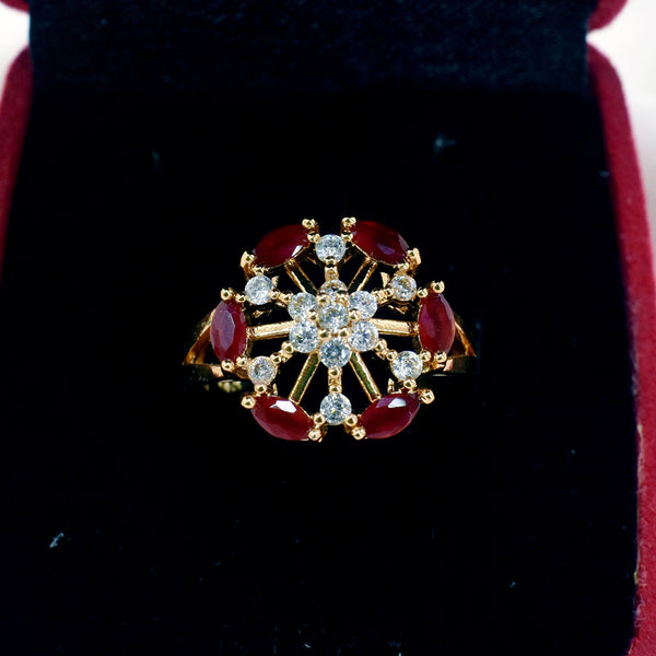 Crimson Sparkle: Red CZ Ring