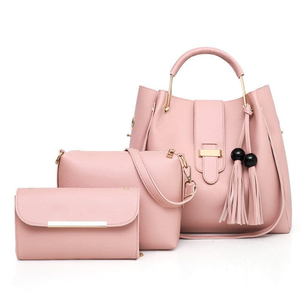 3 piece Tea-Pink Hand Bag