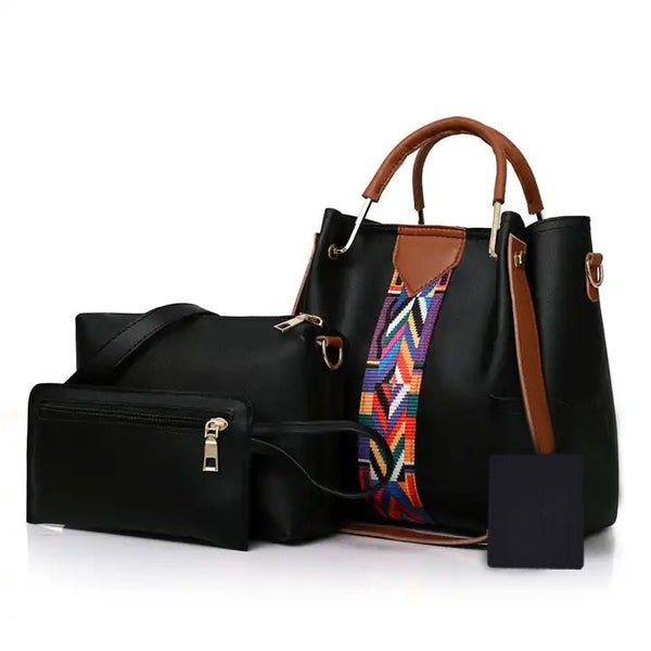 4 piece Black Hand bag