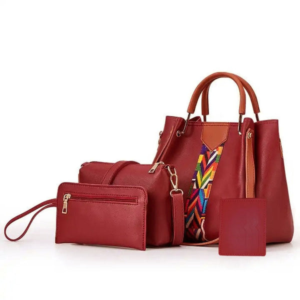 4 piece Maroon Hand bag